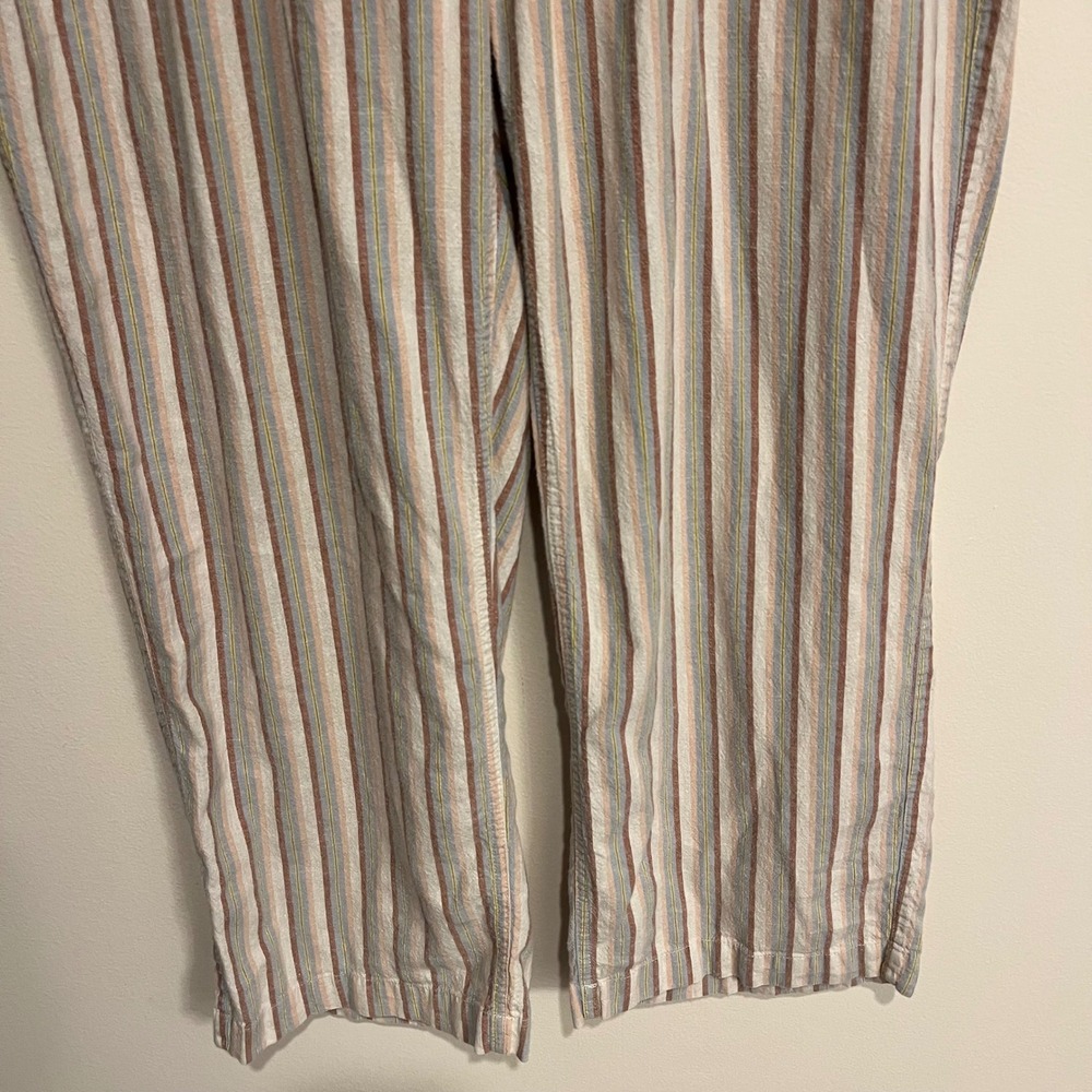 Toad & Co Pants Taj Hemp Stripe Wide Leg Pull On Large Casual Flowy Summer - Picture 6 of 7